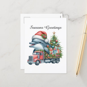 Cartão Postal De Festividades Fesesons Seasons saúda golfinho
