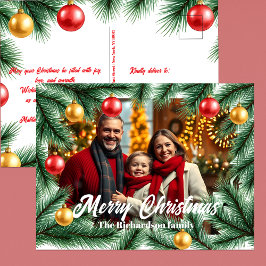 Cartão Postal De Festividades Fesestivo Pinheiro Ramificado e Bolas Foto de Nata