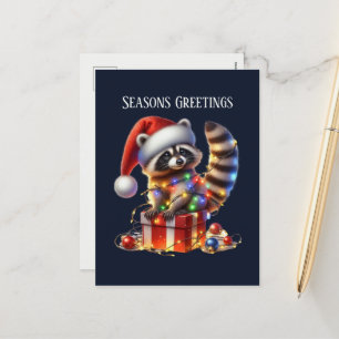 Cartão Postal De Festividades FesNatal adiciona mensagem raccoon