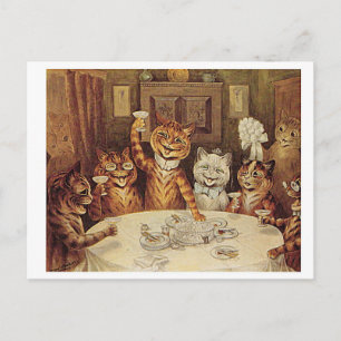 Cartão Postal De Festividades Festa de Casamento de Louis Wain,