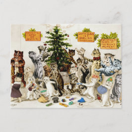 Cartão Postal De Festividades Festa de Decoração da Árvore de Natal dos Gatos de