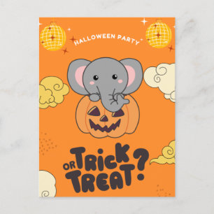 Cartão Postal De Festividades Festa de Halloween Truque ou Tratamento Elefante A