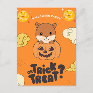 Cartão Postal De Festividades Festa de Halloween Truque ou Tratamento Esquilo Ab