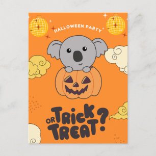 Cartão Postal De Festividades Festa de Halloween Truque ou Tratamento Koala Abób