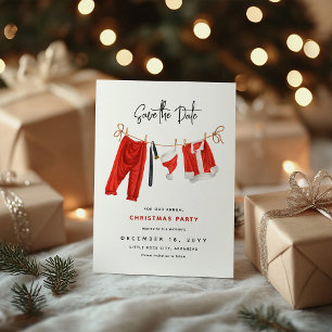 Cartão Postal De Festividades Festa de Natal Festiva de Clothesline Salvar Data