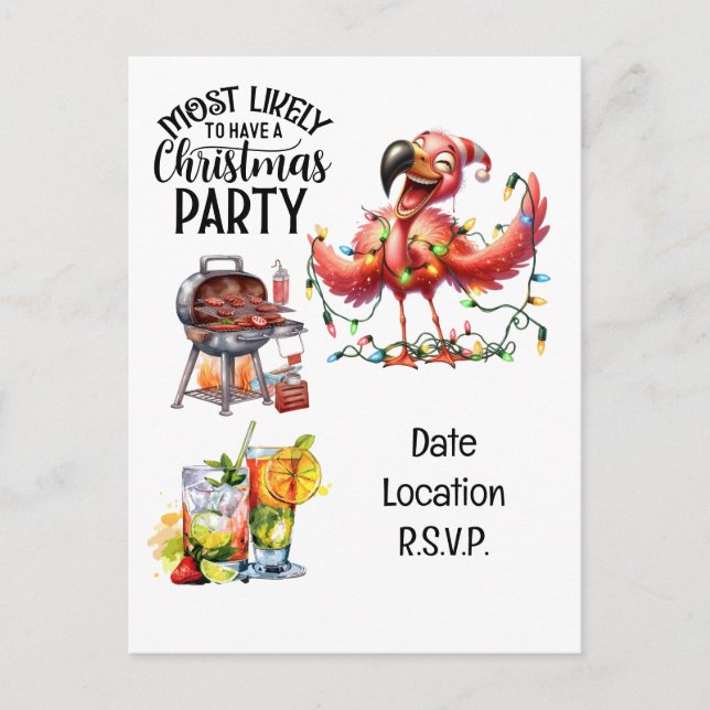 Cartão Postal De Festividades Festa de Natal Flamingo em julho (Frente)