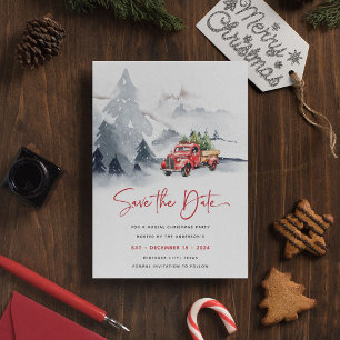 Cartão Postal De Festividades Festa de Natal no Caminhão Vermelho Rústico Salve