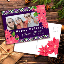 Festa Feliz Ano Novo Foto de Poinsettia Roxa