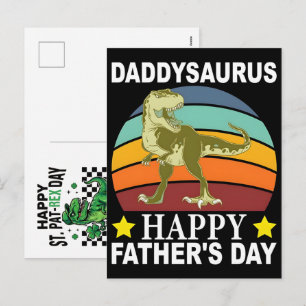 Cartão Postal De Festividades Festa Feliz do Dinossauro no Dia de St Pat-Rex