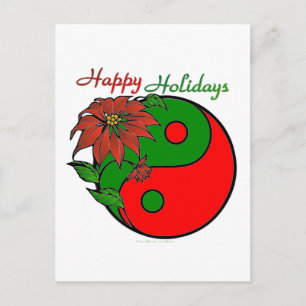 Cartão Postal De Festividades Festa Yin Yang Poinsettia Verde Vermelho