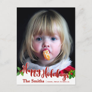 Cartão Postal De Festividades Festas Felizes Festas Festivas Caligrafia Holly