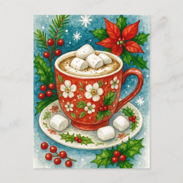Cartão Postal De Festividades Festive Hot Cocoa Christmas Postcard (Frente)