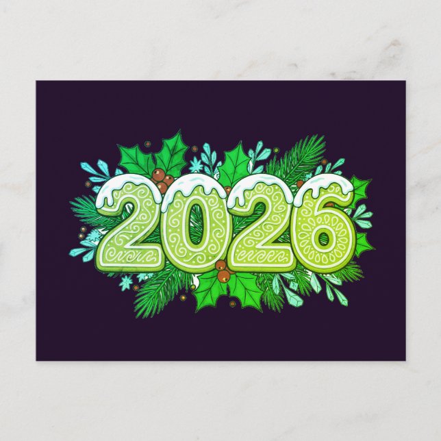 Cartão Postal De Festividades Festive New Year postcard (Frente)