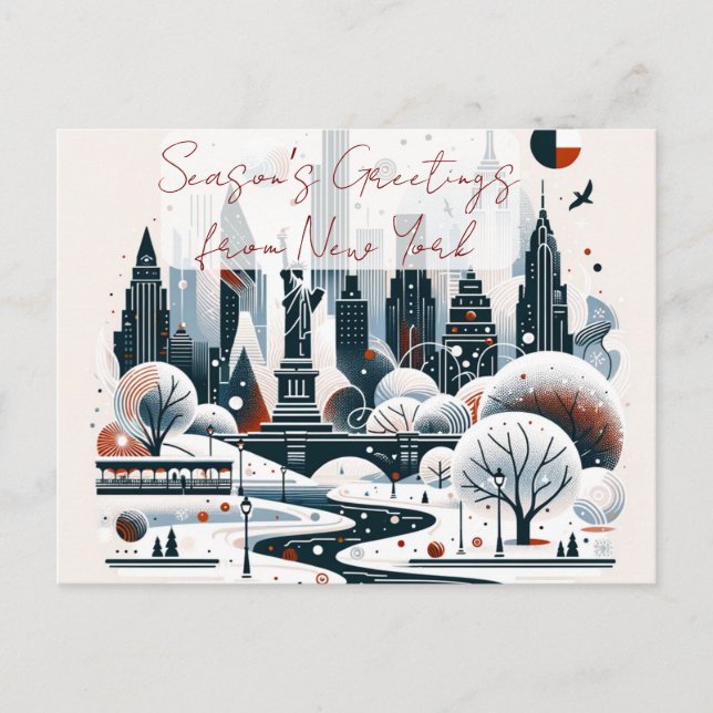 Cartão Postal De Festividades Festive New York City. Personalised Christmas (Frente)