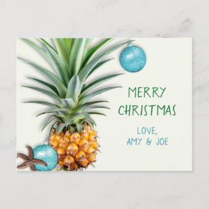 Cartão Postal De Festividades Festive Pineapple Tropical Christmas Postcard