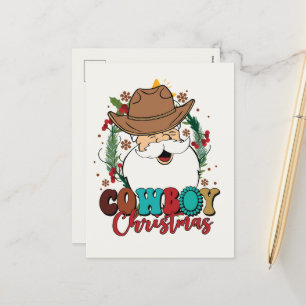 Cartão Postal De Festividades Festivo Cowboy Arte de Palavras de Natal