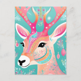 Cartão Postal De Festividades Festivo Deer Christmas