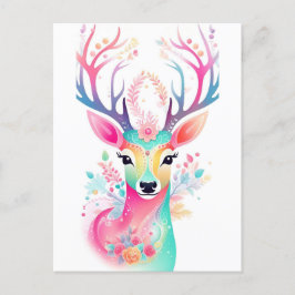 Cartão Postal De Festividades Festivo Deer Christmas