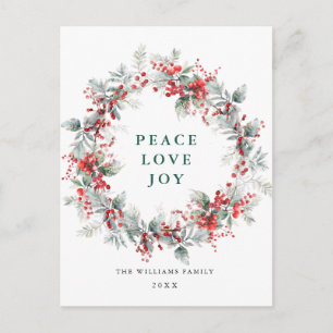 Cartão Postal De Festividades Festivo Holly Berry Wreath de Natal