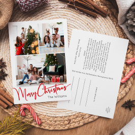 Cartão Postal De Festividades Festivo Red Script Vertical 3 Foto Natal