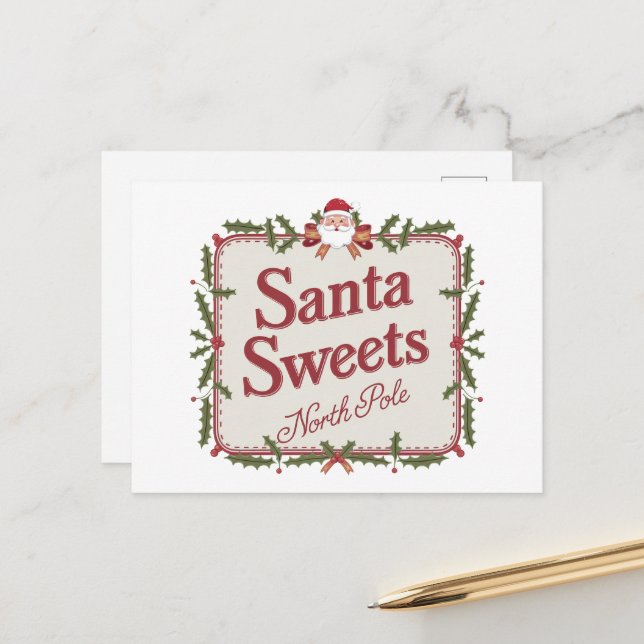 Cartão Postal De Festividades Festivos Papais noeis de Natal (Frente/Verso In Situ)