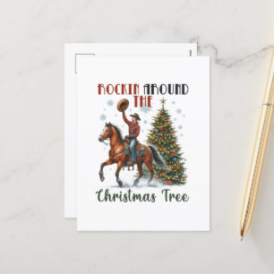 Cartão Postal De Festividades Festue Christmas cowboy adiciona mensagem