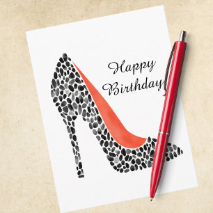 Cartão Postal De Festividades Fierce Stiletto Salto Alto Chic Aquarela Aniversár
