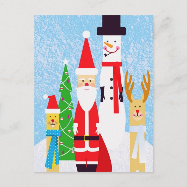 Cartão Postal De Festividades Figuras do Natal (Frente)