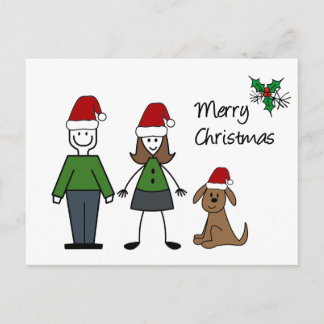Cartão Postal De Festividades Figuras do Stick de Natal