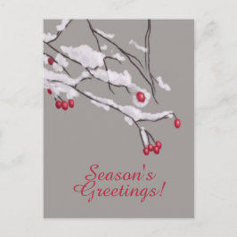 Cartão Postal De Festividades Fileiras De Berries De Inverno Em Snow Seasons Sau