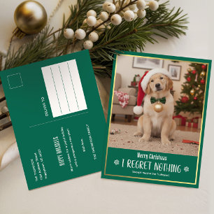 Cartão Postal De Festividades Filhote Chapéu de Papai Noel Foto de Cachorro Mode