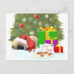 Cartão Postal De Festividades Filhote de Pequinês no 1º Natal