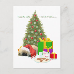 Cartão Postal De Festividades Filhote de Pequinês no 1º Natal