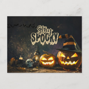 Cartão Postal De Festividades Fique Assustador Noite de Halloween