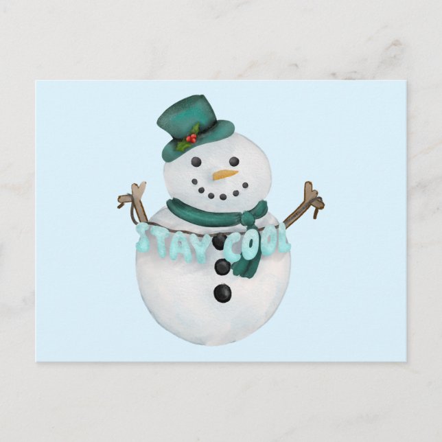 Cartão Postal De Festividades Fique Legal Snowman (Frente)