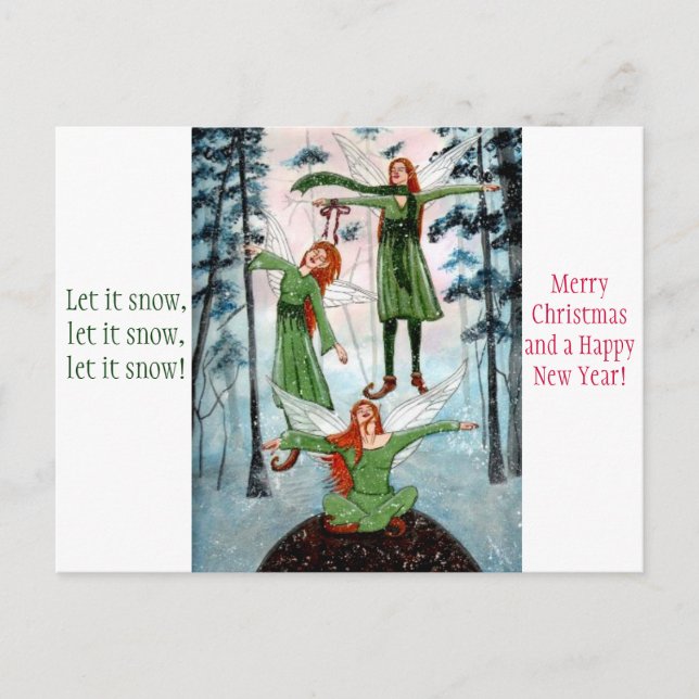 Cartão Postal De Festividades First Snow Fairyphoria Christmas Postcard (Frente)