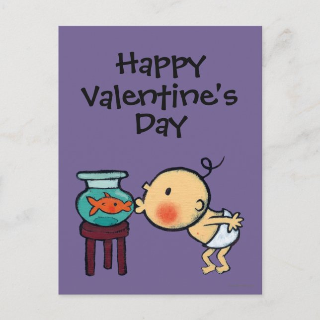 Cartão Postal De Festividades Fishbowl Kisses Orange Goldfish (Frente)