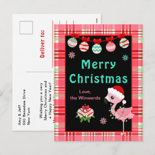 Cartão Postal De Festividades Flamingo Festivo Feliz Natal