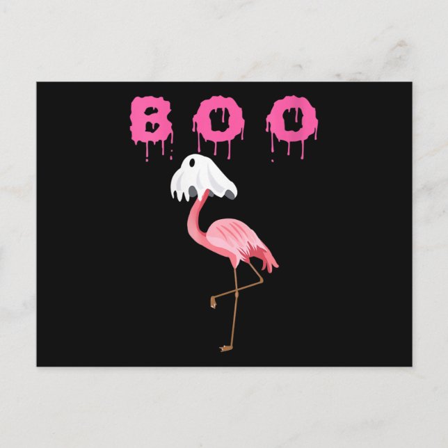 Cartão Postal De Festividades Flamingo | Mulheres Flamingo Boo Fantasma Hallowee (Frente)