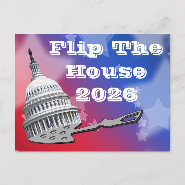 Cartão Postal De Festividades Flip The House Vote Blue 2026 (Frente)