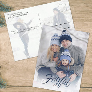Cartão Postal De Festividades Floco de neve azul Marinho alegre Natal feriado In