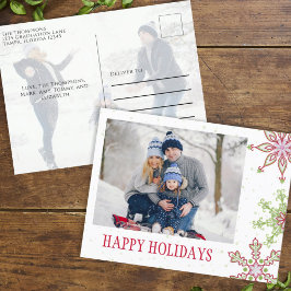 Cartão Postal De Festividades Floco de neve gordo feriado 2 fotográfico colorido