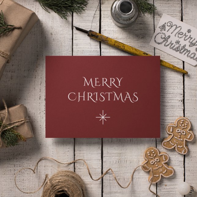 Cartão Postal De Festividades Floco de Neve Simples Vermelho Elegante de Natal (Criador carregado)