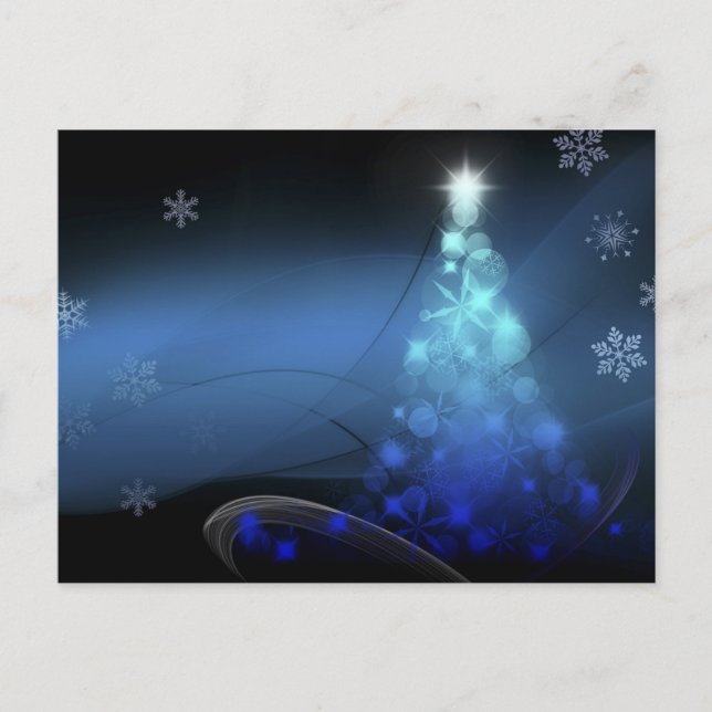 Cartão Postal De Festividades Flocos de neve de Natal Azul (Frente)