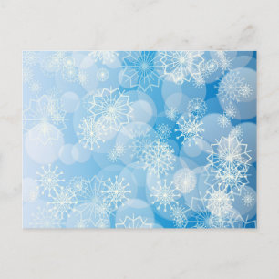 Cartão Postal De Festividades Flocos de neve de Natal em um fundo azul