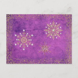 Cartão Postal De Festividades Flocos de neve de Natal Puro e Dourado