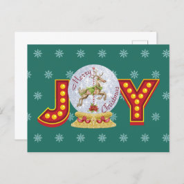 Cartão Postal De Festividades Flocos de neve do globo natal vintage