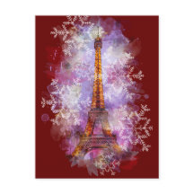 Flocos de neve Torre Eiffel Paris inverno