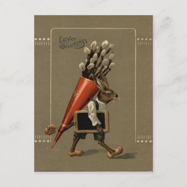 Cartão Postal De Festividades Flor de coelho da Páscoa (Frente)