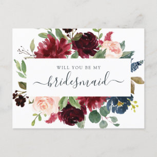 Cartão Postal De Festividades Floral Burgundy Buquê Você Será Meu